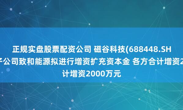 正规实盘股票配资公司 磁谷科技(688448.SH)：控股子公司致和能源拟进行增资扩充资本金 各方合计增资2000万元